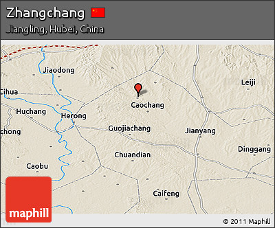 Shaded Relief Panoramic Map of Zhangchang