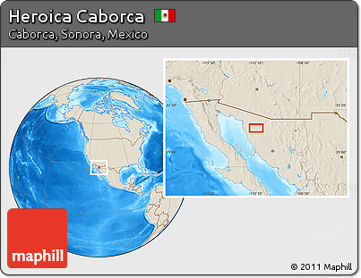 Shaded Relief Location Map of Heroica Caborca