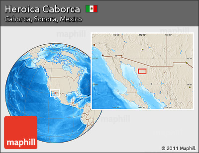 Shaded Relief Location Map of Heroica Caborca