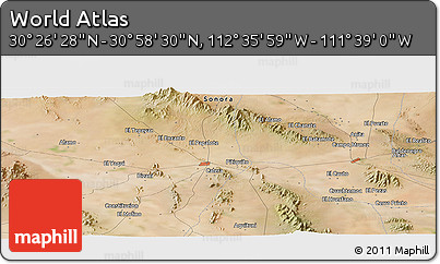 Satellite Panoramic Map of the Area around 30° 42' 29" N, 112° 7' 30" W
