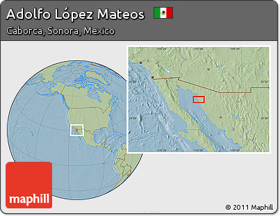 Savanna Style Location Map of Adolfo López Mateos, hill shading