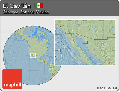 Savanna Style Location Map of El Gavilán, hill shading