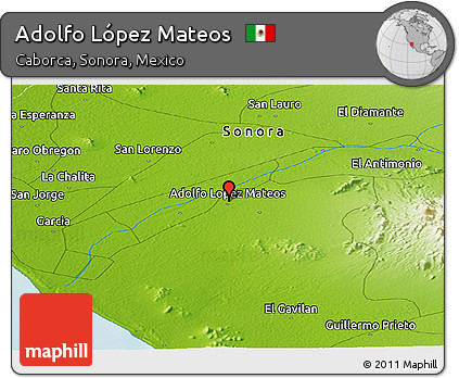 Physical Panoramic Map of Adolfo López Mateos