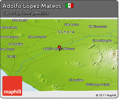 Physical Panoramic Map of Adolfo López Mateos