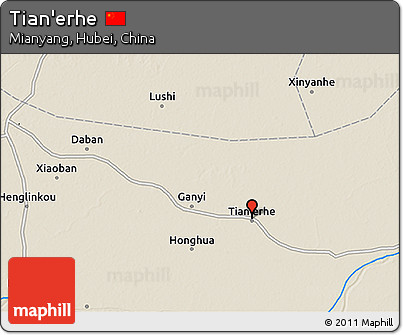 Shaded Relief 3D Map of Tian'erhe