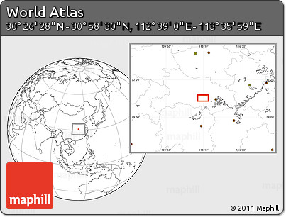 Blank Location Map of the Area around 30° 42' 29" N, 113° 7' 30" E