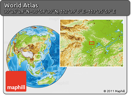Physical Location Map of the Area around 30° 42' 29" N, 113° 7' 30" E