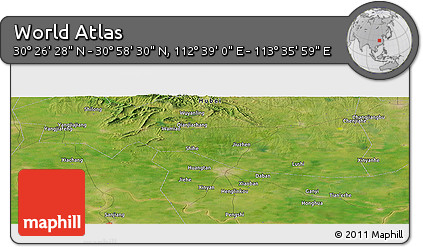 Satellite Panoramic Map of the Area around 30° 42' 29" N, 113° 7' 30" E