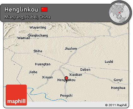 Shaded Relief Panoramic Map of Henglinkou