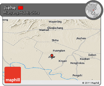 Shaded Relief Panoramic Map of Jiehe