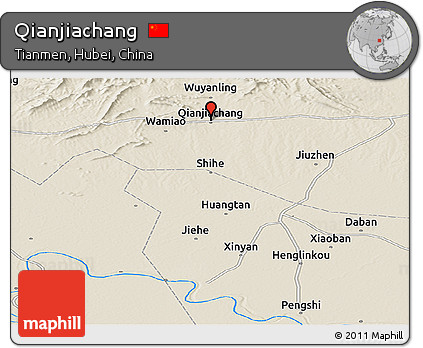 Shaded Relief Panoramic Map of Qianjiachang