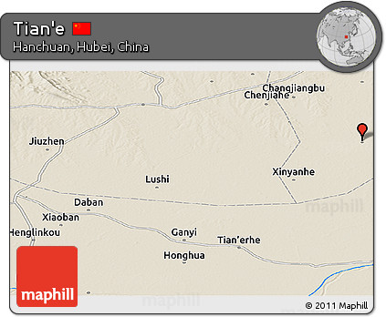 Shaded Relief Panoramic Map of Tian'e