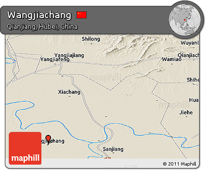 Shaded Relief Panoramic Map of Wangjiachang