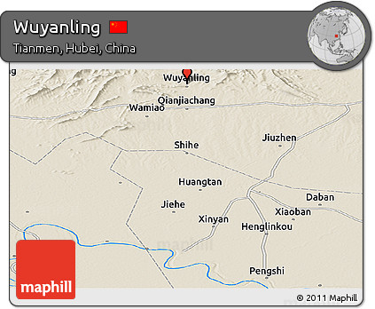 Shaded Relief Panoramic Map of Wuyanling