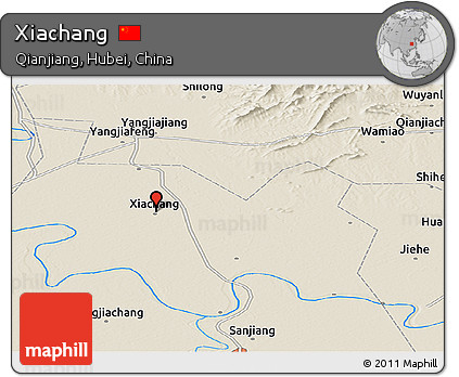 Shaded Relief Panoramic Map of Xiachang