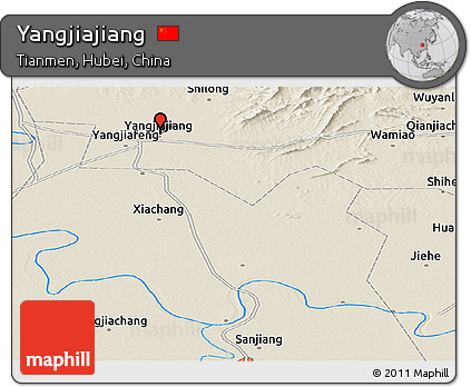 Shaded Relief Panoramic Map of Yangjiajiang