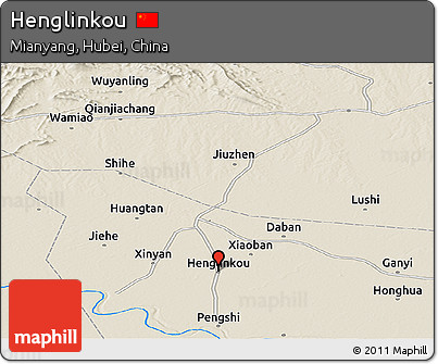 Shaded Relief Panoramic Map of Henglinkou