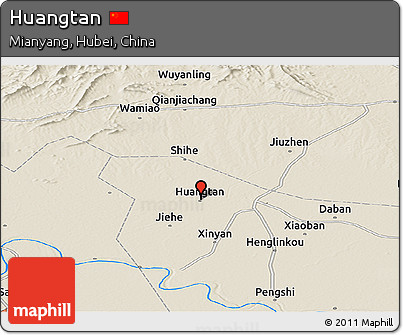 Shaded Relief Panoramic Map of Huangtan