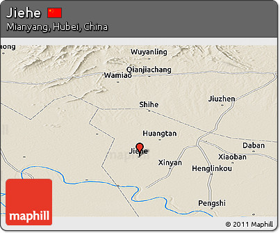 Shaded Relief Panoramic Map of Jiehe