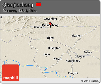 Shaded Relief Panoramic Map of Qianjiachang