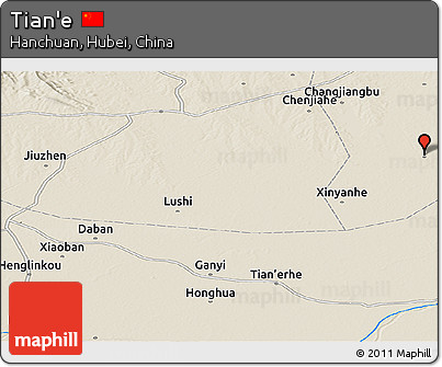 Shaded Relief Panoramic Map of Tian'e