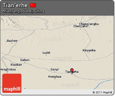 Shaded Relief Panoramic Map of Tian'erhe