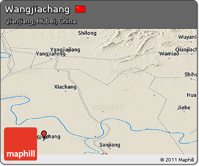 Shaded Relief Panoramic Map of Wangjiachang
