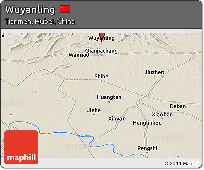 Shaded Relief Panoramic Map of Wuyanling