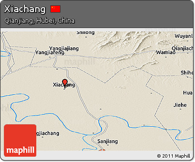 Shaded Relief Panoramic Map of Xiachang