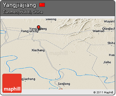 Shaded Relief Panoramic Map of Yangjiajiang