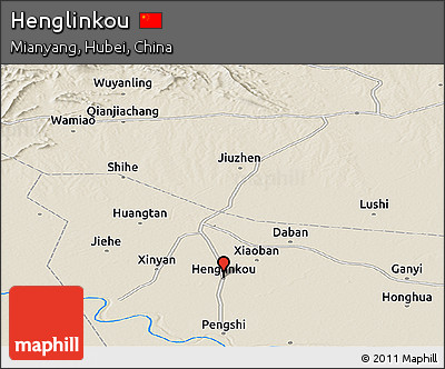 Shaded Relief Panoramic Map of Henglinkou
