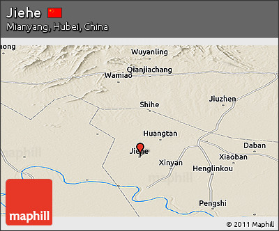 Shaded Relief Panoramic Map of Jiehe