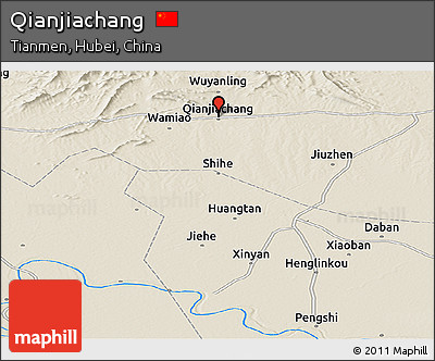 Shaded Relief Panoramic Map of Qianjiachang
