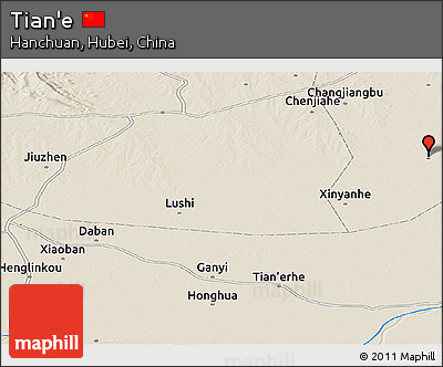 Shaded Relief Panoramic Map of Tian'e