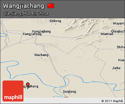 Shaded Relief Panoramic Map of Wangjiachang