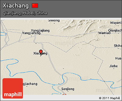 Shaded Relief Panoramic Map of Xiachang
