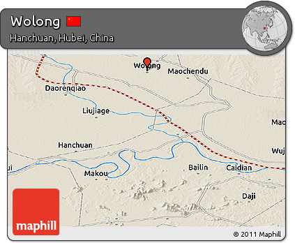Shaded Relief Panoramic Map of Wolong