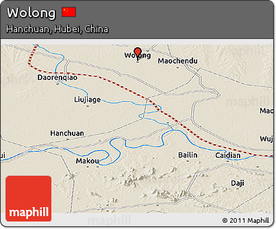 Shaded Relief Panoramic Map of Wolong
