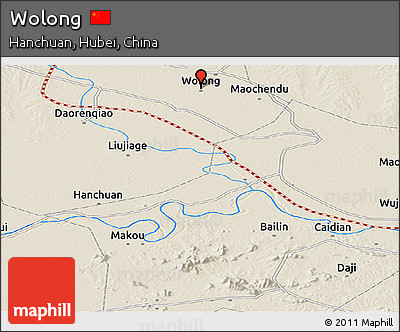 Shaded Relief Panoramic Map of Wolong