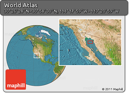Satellite Location Map of the Area around 30° 42' 29" N, 113° 49' 29" W