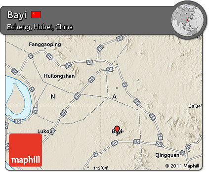 Shaded Relief Map of Bayi