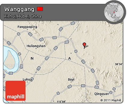 Shaded Relief Map of Wanggang