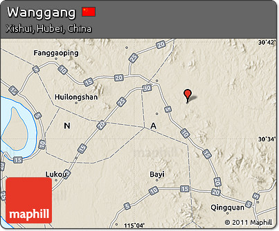 Shaded Relief Map of Wanggang