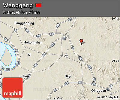 Shaded Relief Map of Wanggang