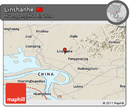 Shaded Relief Panoramic Map of Linshanhe
