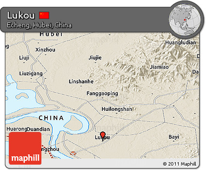 Shaded Relief Panoramic Map of Lukou