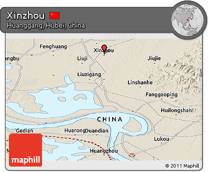 Shaded Relief Panoramic Map of Xinzhou