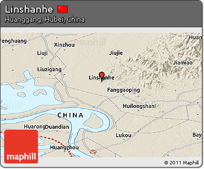 Shaded Relief Panoramic Map of Linshanhe