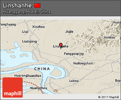 Shaded Relief Panoramic Map of Linshanhe