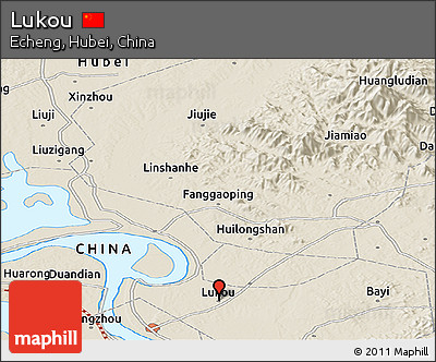 Shaded Relief Panoramic Map of Lukou